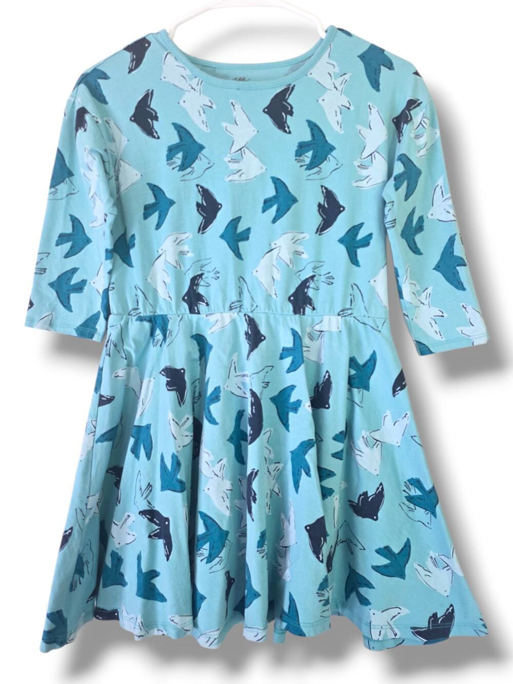 Tea Collection Girls 14 Swallow Skater Dress In Blue Tint Portugal Rare HTF